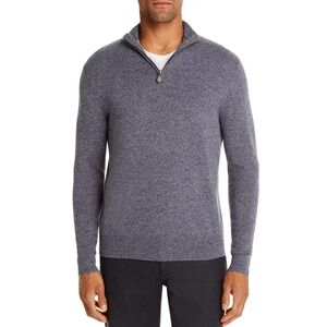 The Men's Store 100% Cashmere Half‎ Zip Sweater Grey Navy Size SMALL New